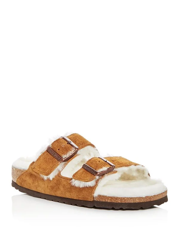 Arizona Mens Suede Shearling Lined Footbed Sandals