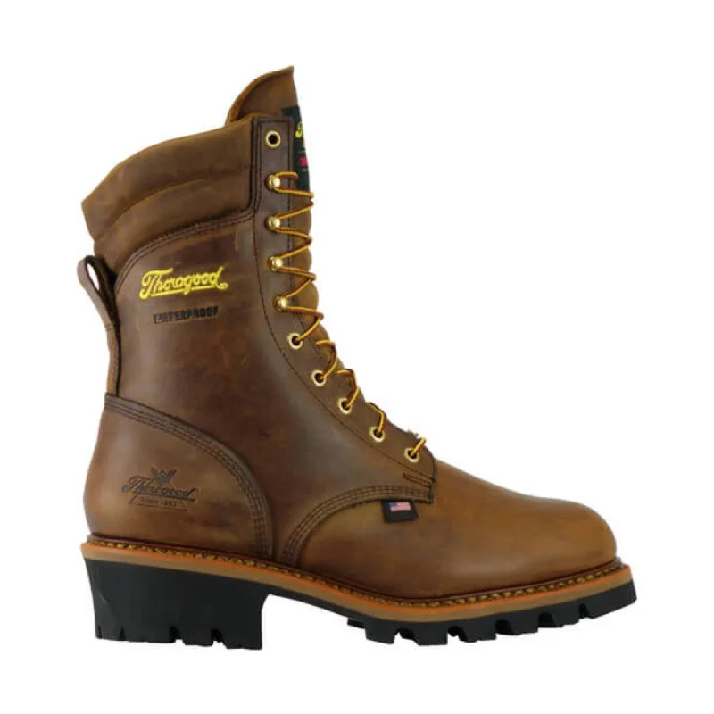 Thorogood Men's Logger 9 Inch 400g Insulated Waterproof Steel Toe Work Boot - Brown Trail Crazy Horse